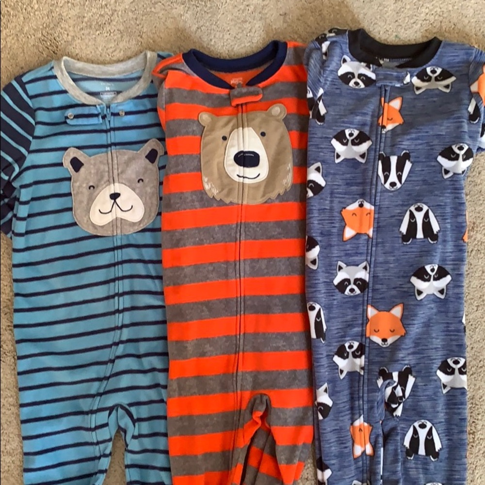 3-pack fleece zip up pajamas